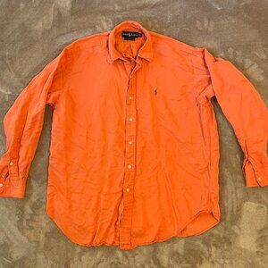 Orange Ralph Lauren Blake Silk/Linen Dress Shirt Large